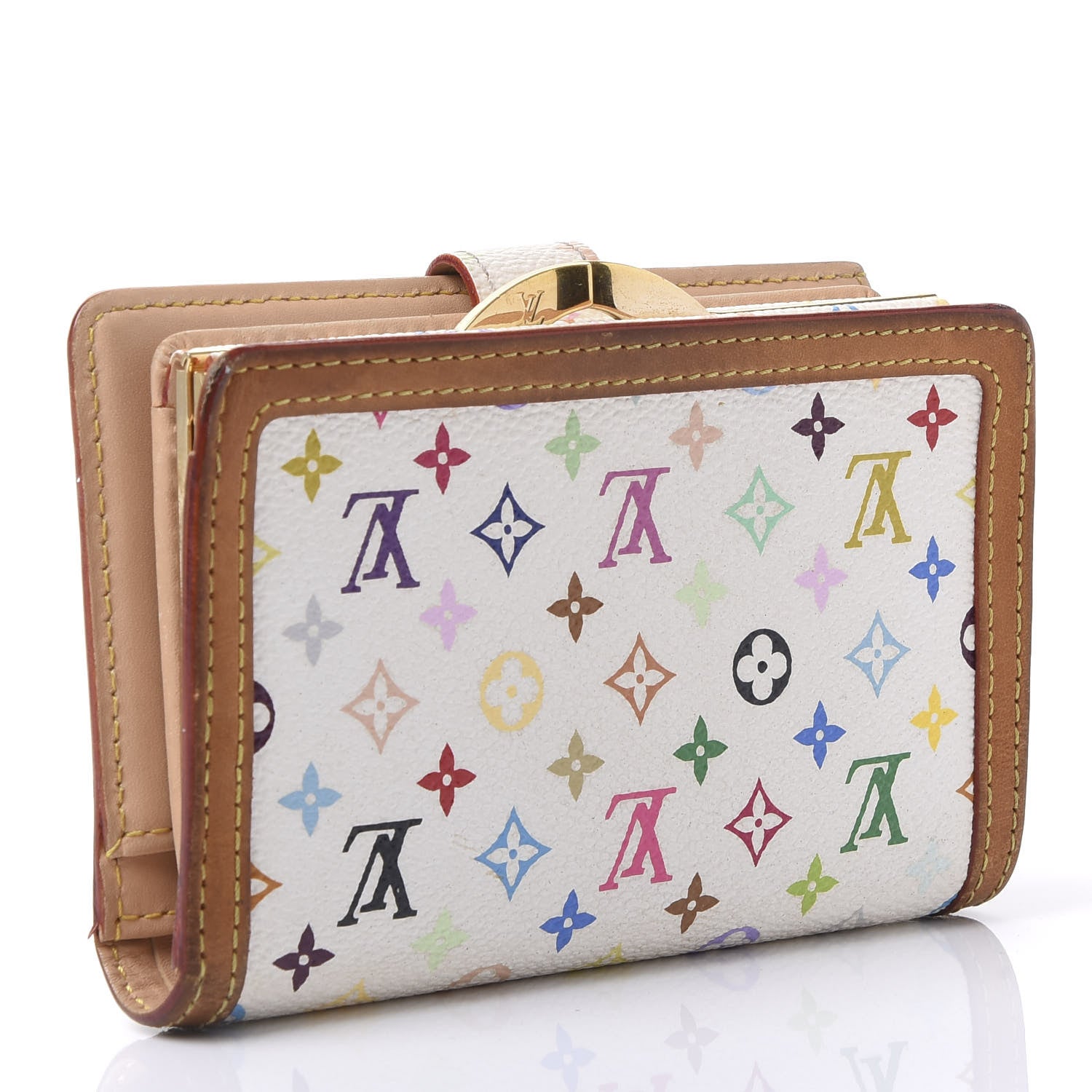 Louis Vuitton Monogram Multicolor French Purse Wallet White 2 of 9