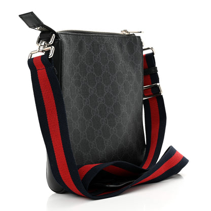 Gucci GG Supreme Monogram Web Small Flat Messenger Bag Black Grey 3 of 12