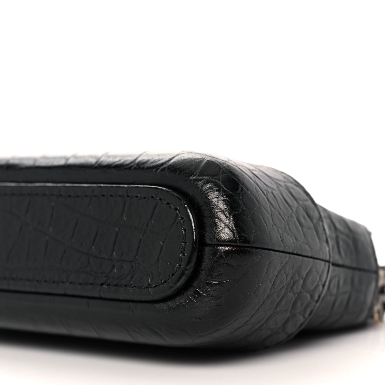 Chanel Calfskin Crocodile Embossed Small Gabrielle Clutch With Chain Black 11 of 11