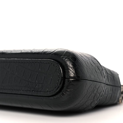Chanel Calfskin Crocodile Embossed Small Gabrielle Clutch With Chain Black 11 of 11