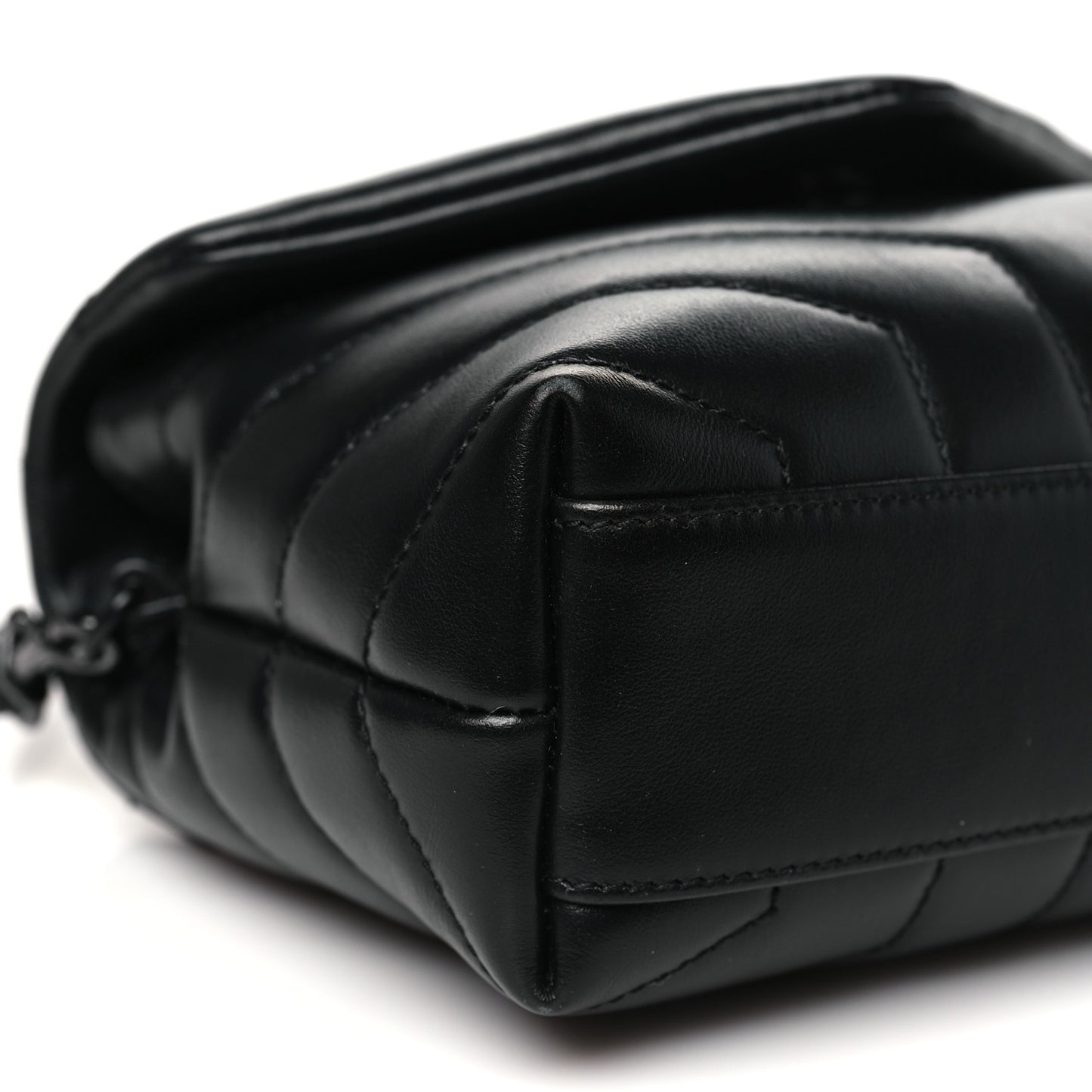 Calfskin Y Quilted Monogram Monochrome Toy Loulou Crossbody Bag Black