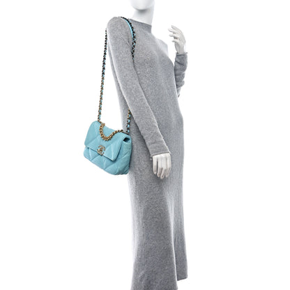 Chanel Lambskin Quilted Medium Chanel 19 Flap Light Blue 2 of 9