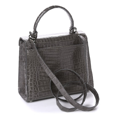Nancy Gonzalez Crocodile Top Handle Shoulder Bag Grey 4 of 12