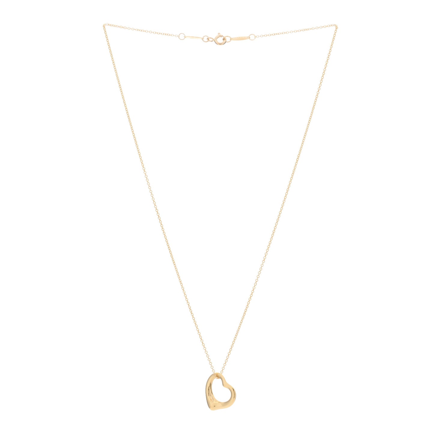 18K Yellow Gold 16mm Elsa Peretti Open Heart Pendant Necklace