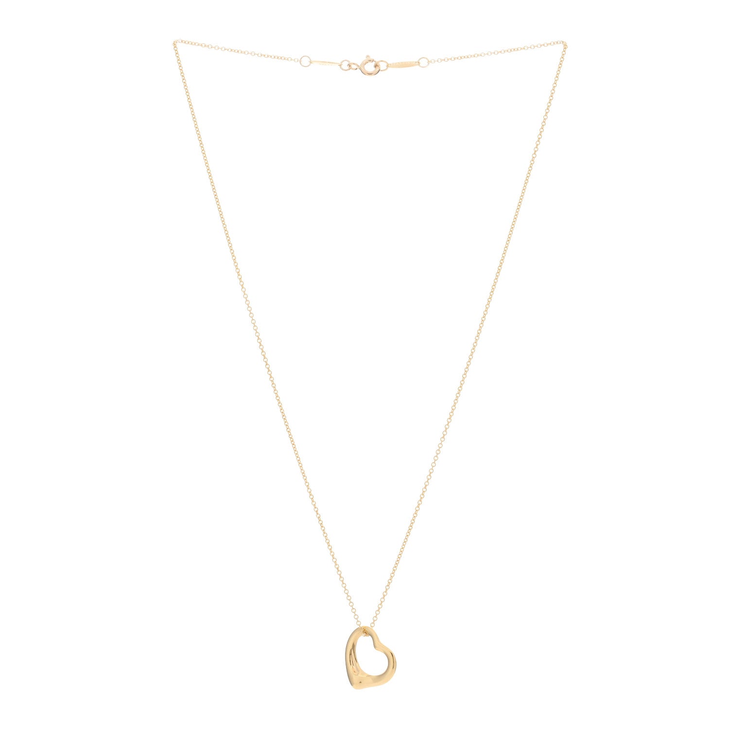Tiffany 18K Yellow Gold 16mm Elsa Peretti Open Heart Pendant Necklace 2 of 3
