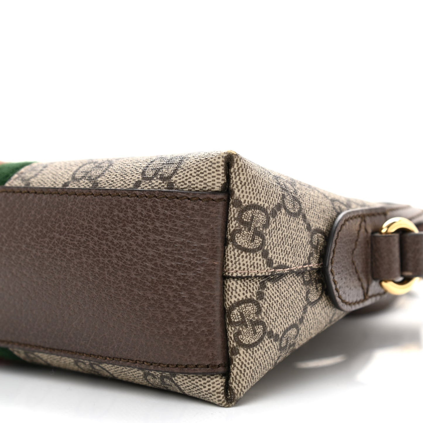 GG Supreme Monogram Textured Dollar Calfskin Web Small Ophidia Dome Shoulder Bag Beige Ebony New Acero