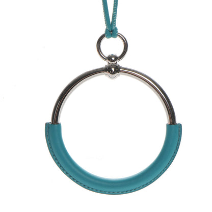 Hermes Swift Palladium Grand Loop Pendant Necklace Bleu Paon 4 of 7