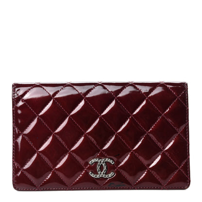 Chanel Patent Quilted Brilliant Yen Wallet Burgundy 1 of 10