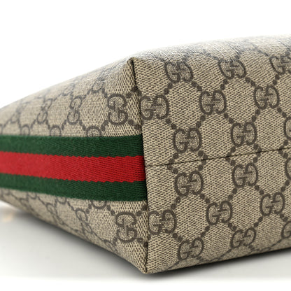 Gucci GG Supreme Monogram Textured Calfskin Web Super Mini Ophidia Shoulder Bag Beige Ebony New Acero 8 of 9