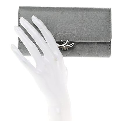 Chanel Grained Calfskin Quilted CC Box Flap Wallet Grey 2 of 8