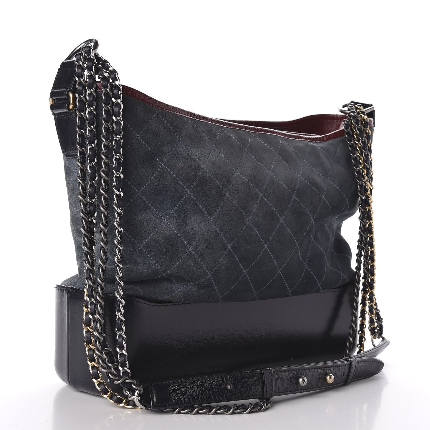 Chanel Suede Calfskin Quilted Medium Gabrielle Hobo Blue 3 of 12