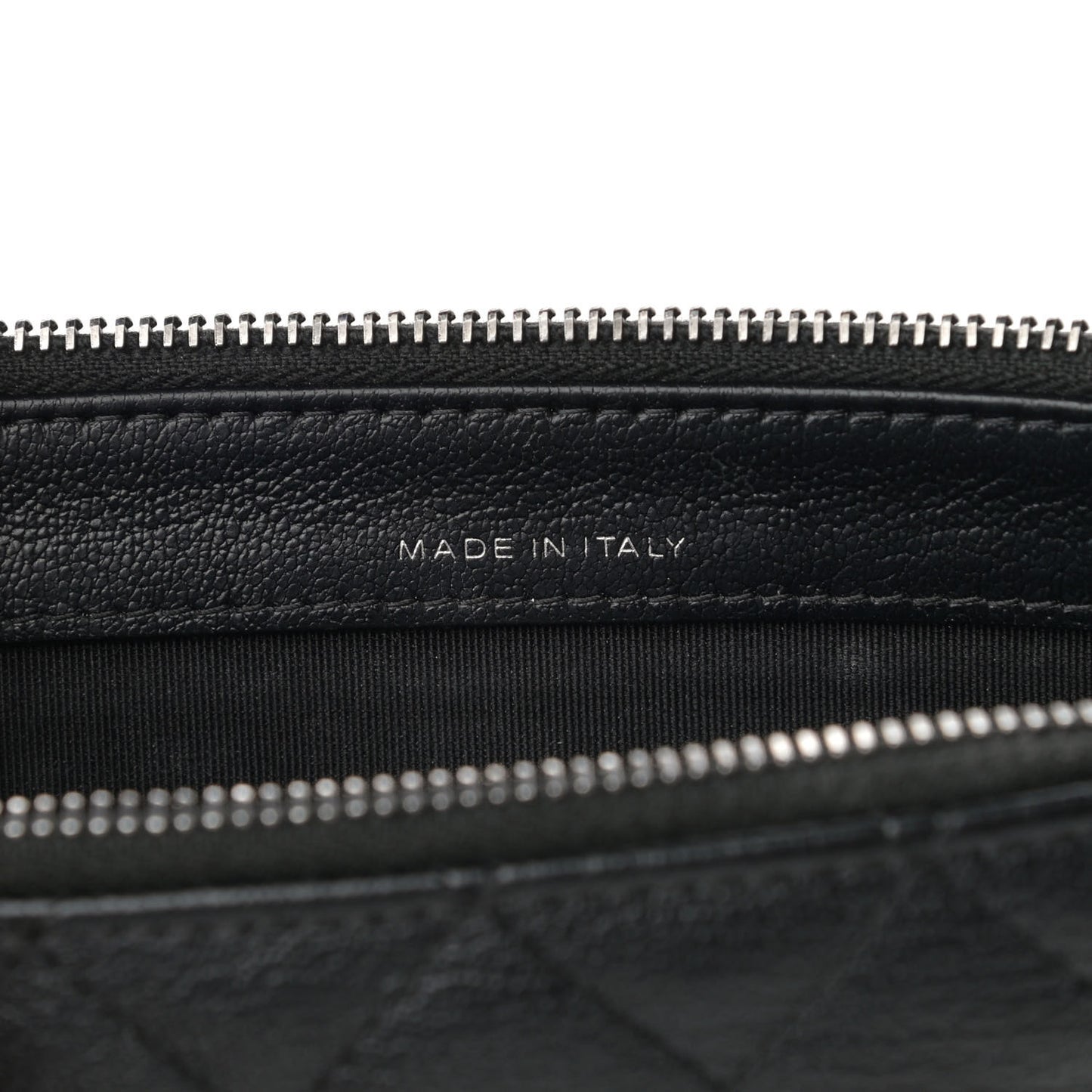Patent Goatskin Quilted Small Gabrielle Clutch Black