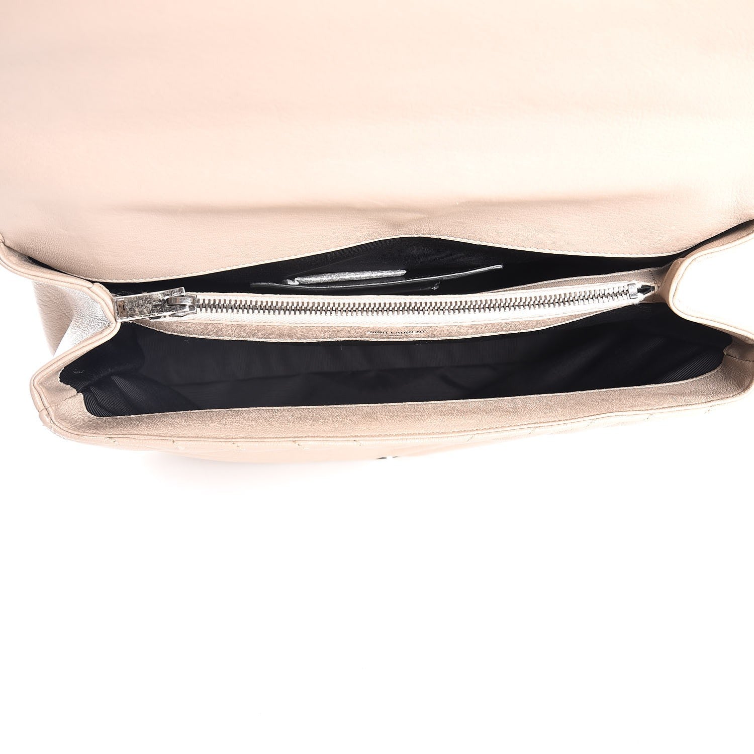 Saint Laurent Sheepskin Matelasse Chevron Monogram Large College Satchel Taupe 6 of 9