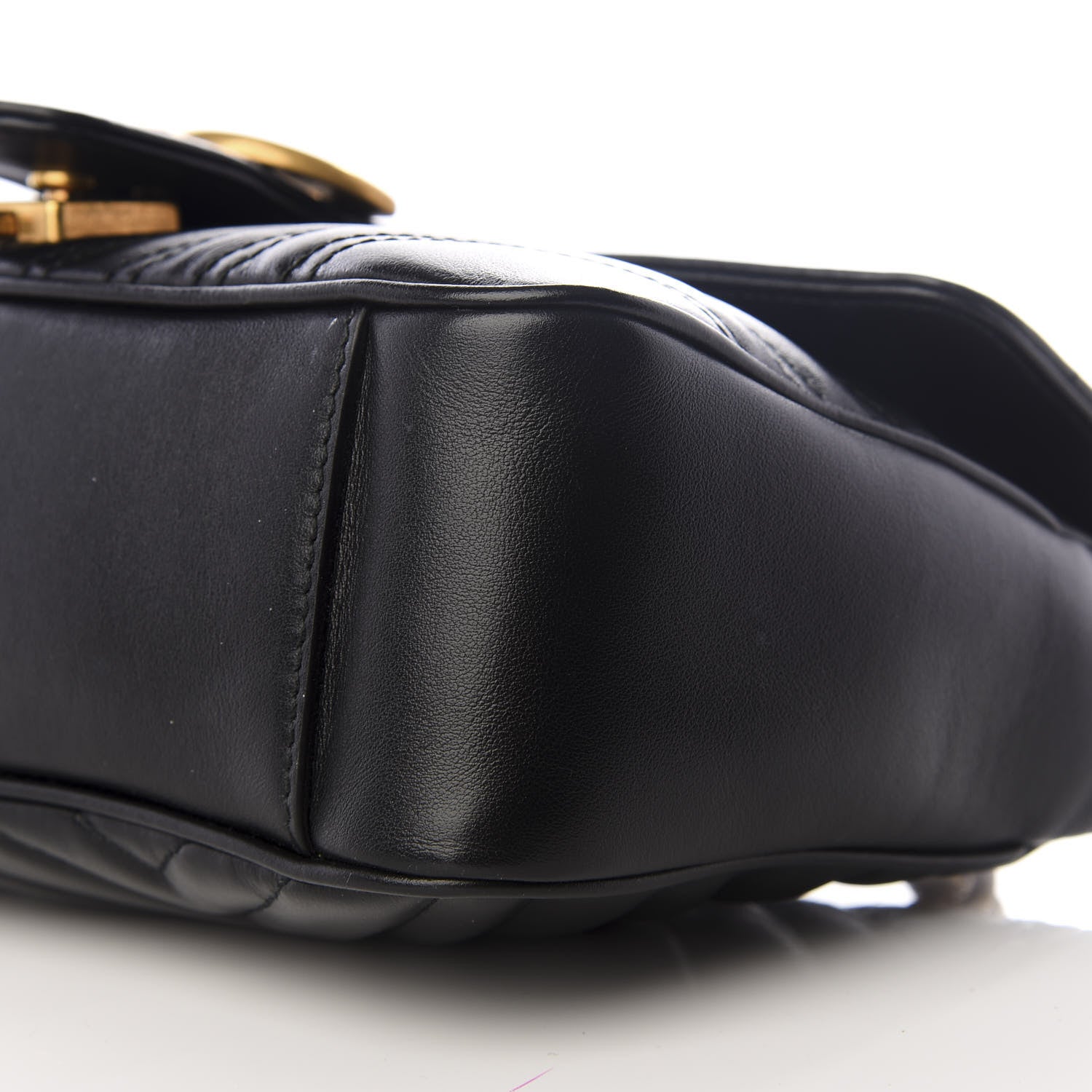 Gucci Calfskin Matelasse Small GG Marmont Shoulder Bag Black 6 of 8