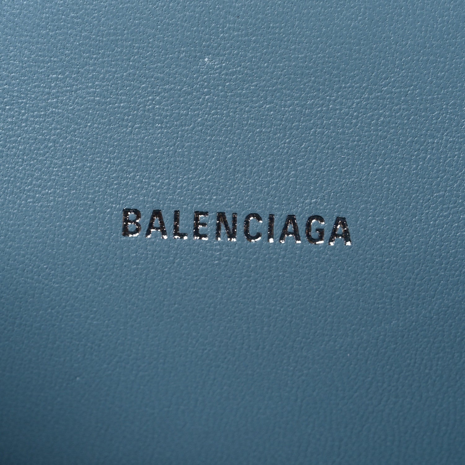 Balenciaga Shiny Calfskin Crocodile Embossed Hourglass Top Handle Bag XS Blue Grey 6 of 11