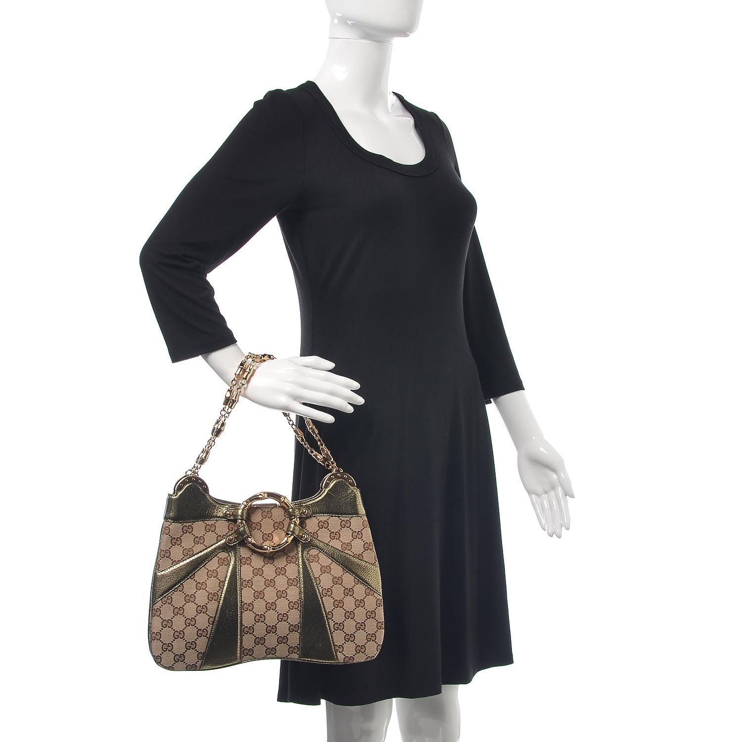 Gucci Monogram Bamboo Chain Tom Ford Shoulder Bag Metallic 2 of 7