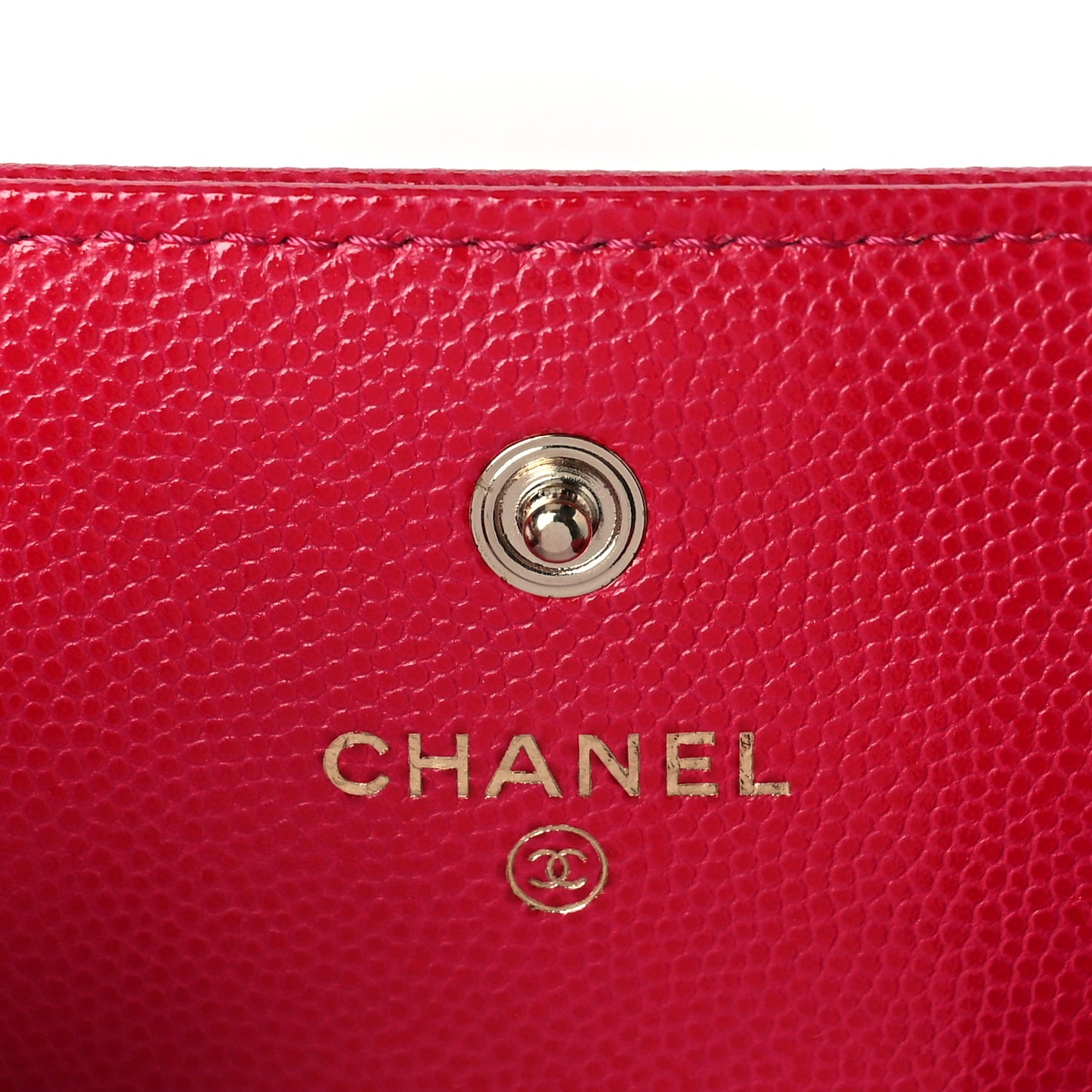 Caviar Camellia Embossed Flap Wallet Fuschia