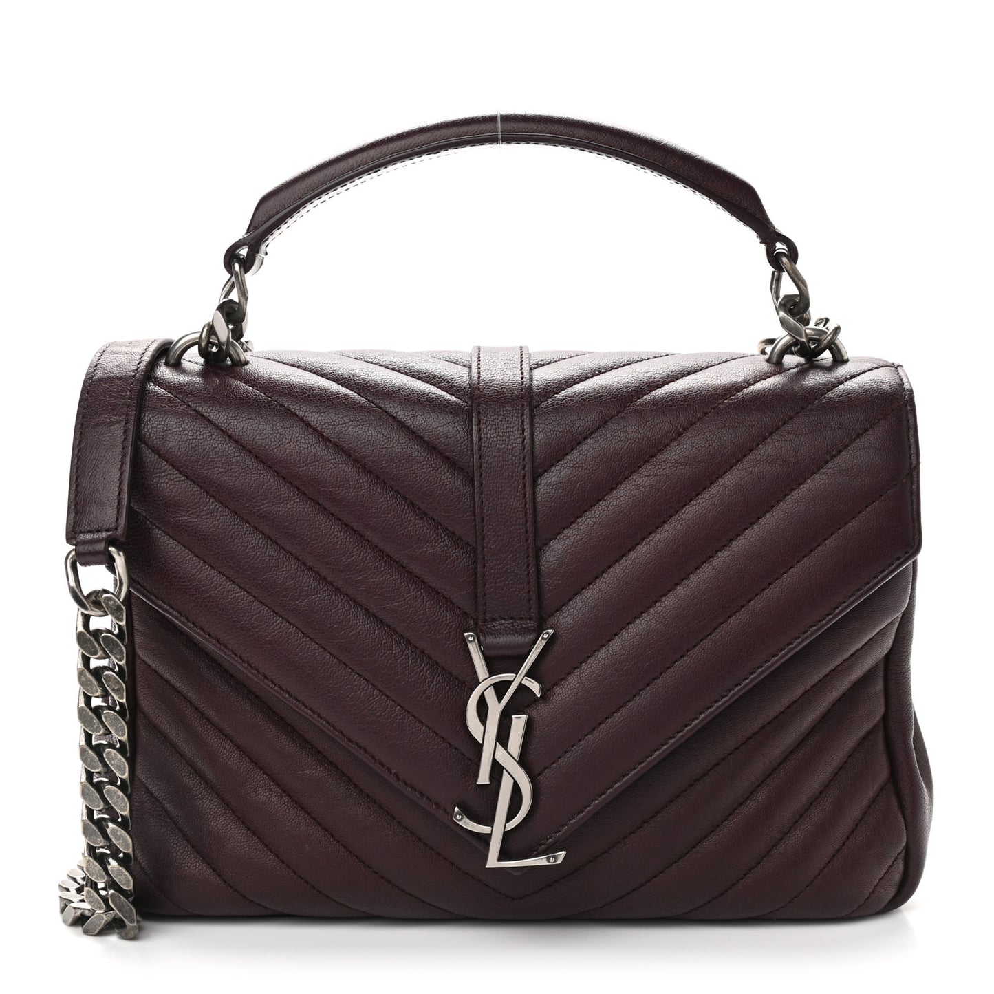 Sheepskin Matelasse Chevron Monogram Medium College Bag Amaranto