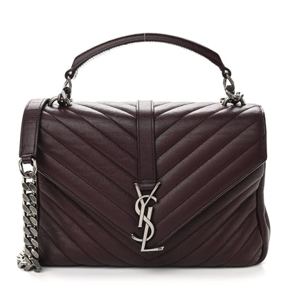 Saint Laurent Sheepskin Matelasse Chevron Monogram Medium College Bag Amaranto 1 of 10