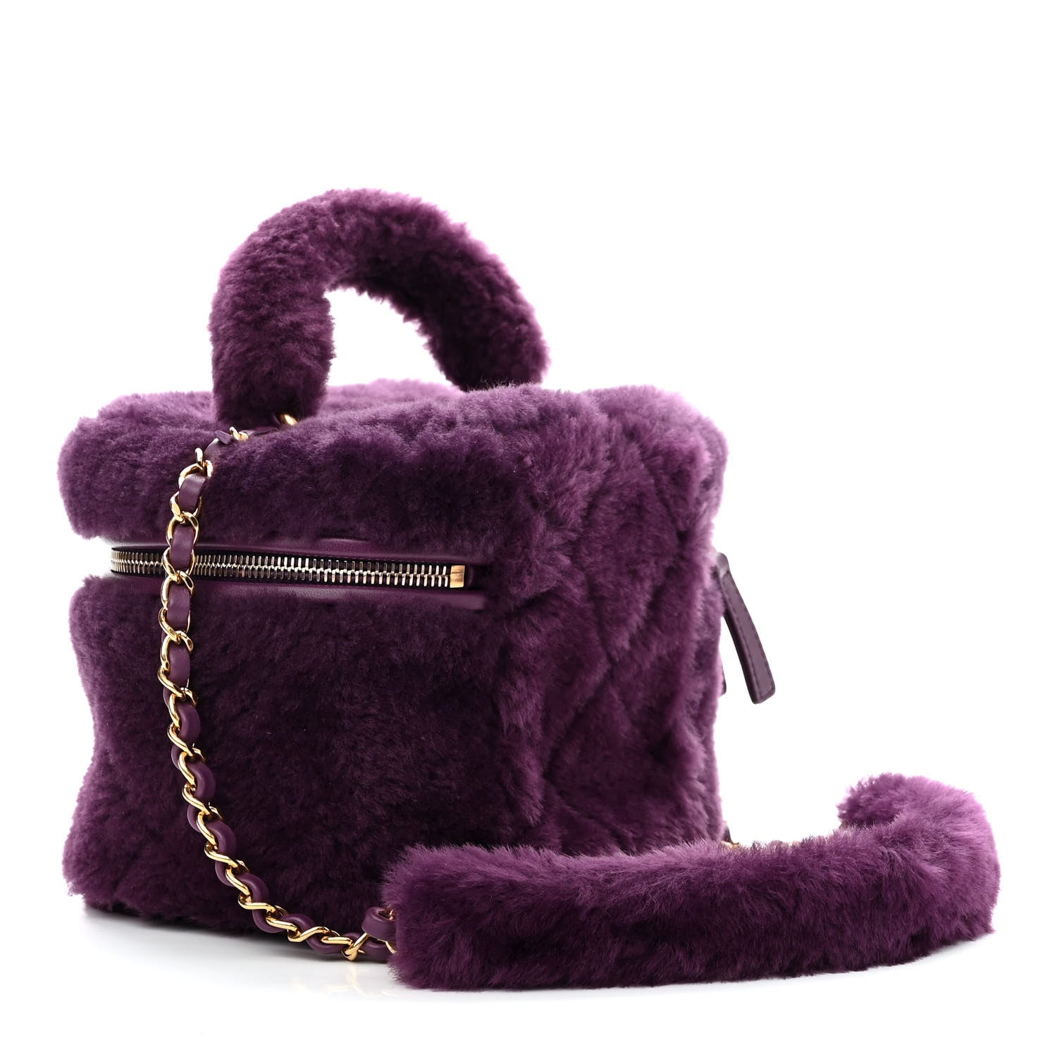 Chanel Shearling Lambskin Quilted Small Vanity Case Purple 3 of 11