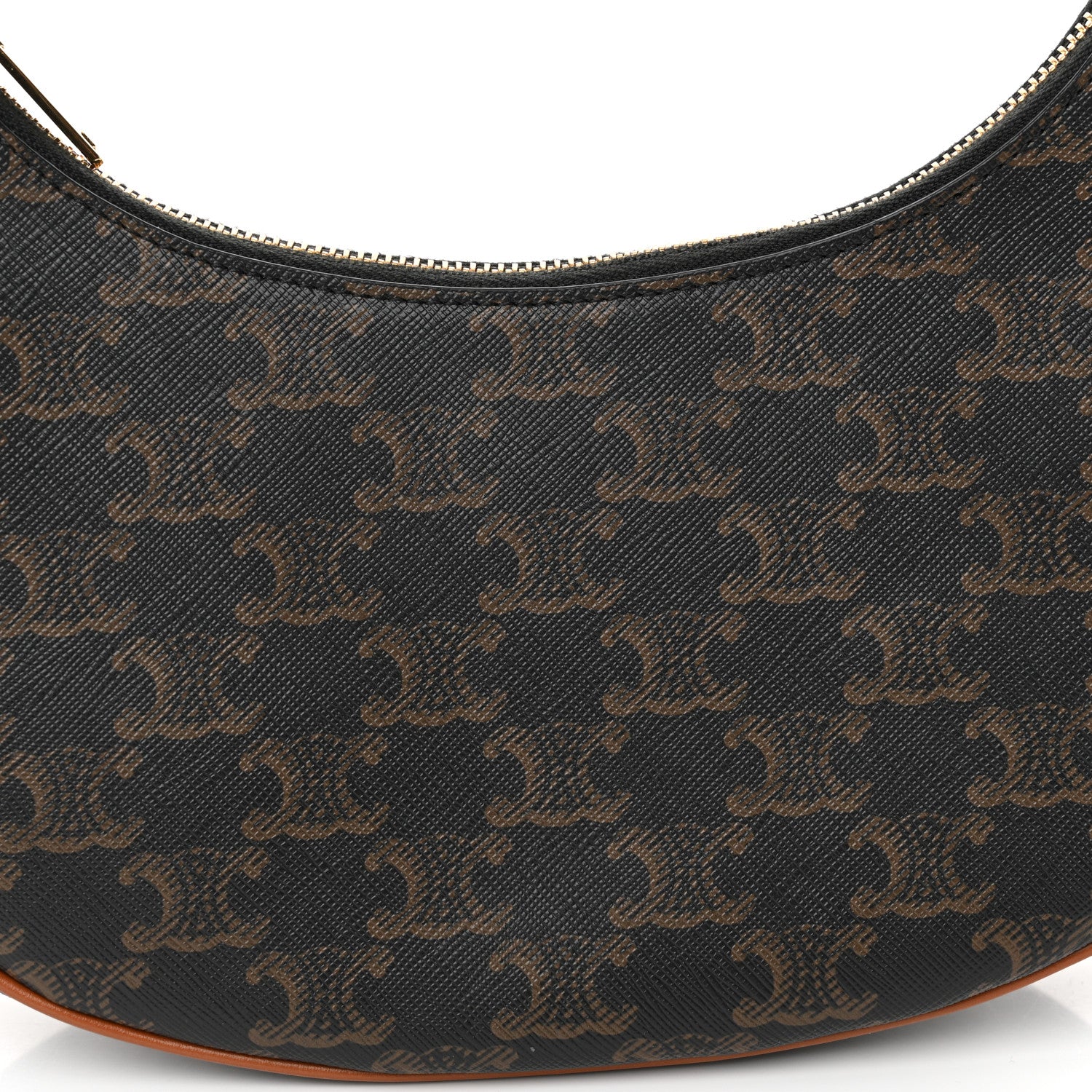 Celine Triomphe Canvas Calfskin Ava Shoulder Bag Tan 7 of 9