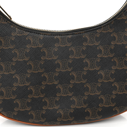 Celine Triomphe Canvas Calfskin Ava Shoulder Bag Tan 7 of 9