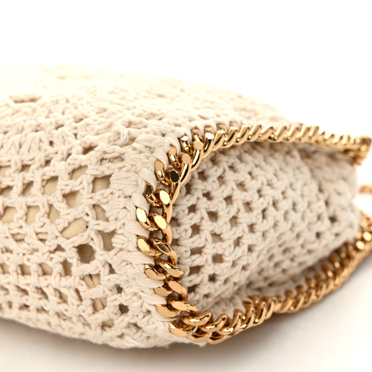 Cotton Crochet Falabella Ajouree Tote Bag White