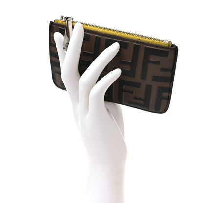 Fendi Vitello Cruise F is Fendi Bi-Color FF 1974 Embossed Key Case Pouch Maya Black Sunflower 2 of 7