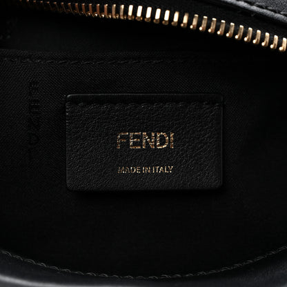 Fendi Glazed Fabric Vitello Century FF 1974 Stamp Patch Camera Case Mogano Panna Black 6 of 10