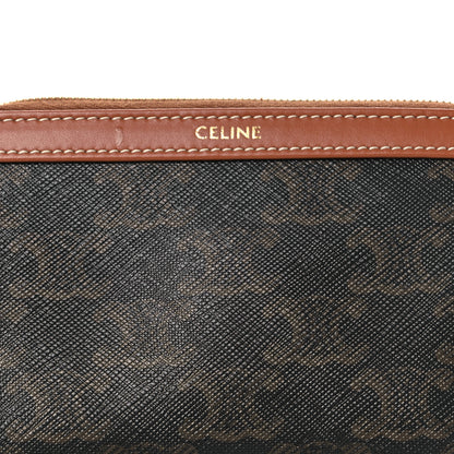 Celine Triomphe Canvas Calfskin Small Cosmetic Pouch Tan 9 of 11