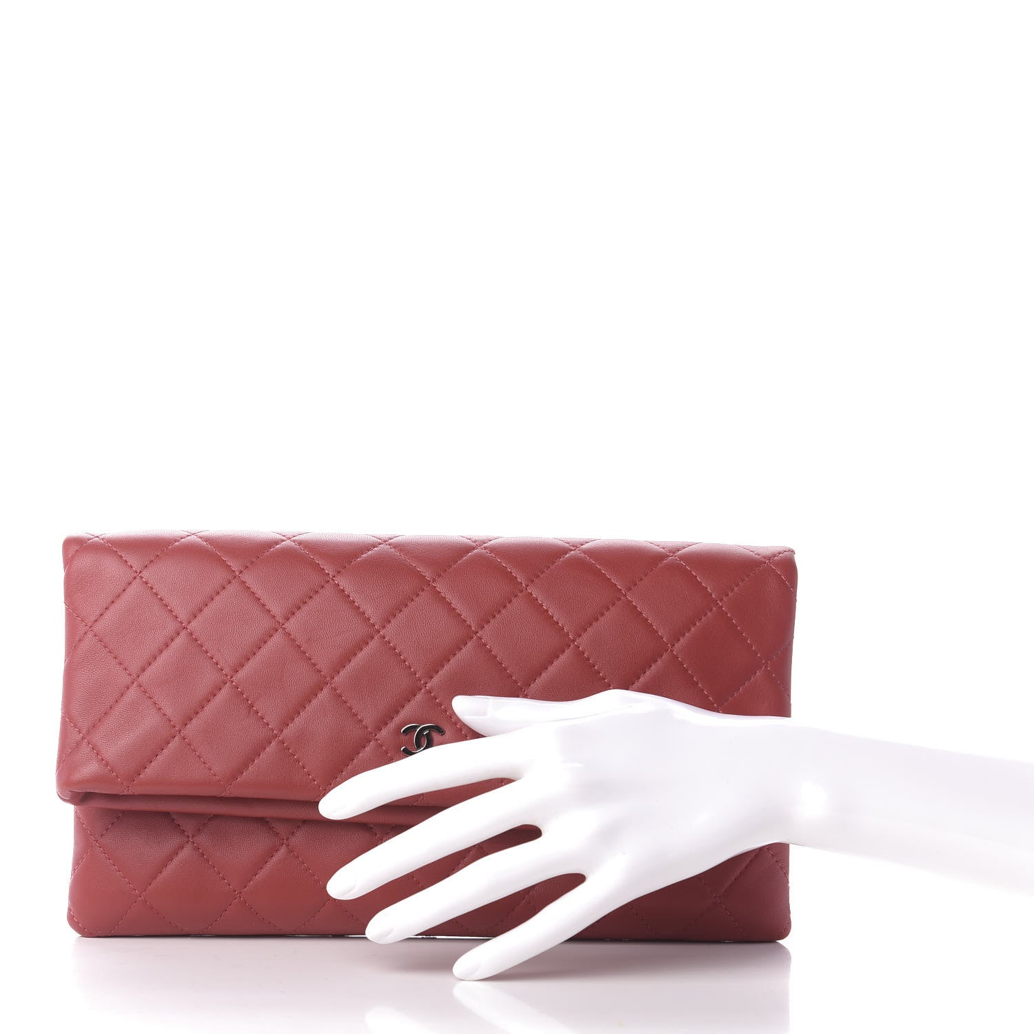 Chanel Lambskin Quilted CC Beauty Clutch Red 2 of 10