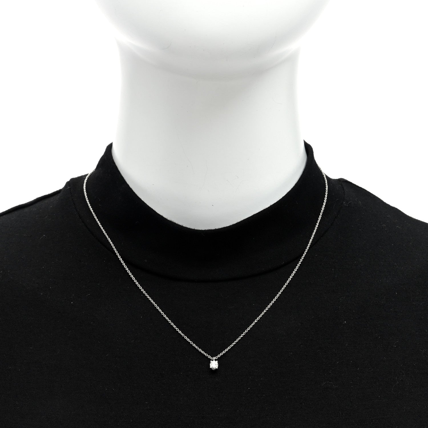 Tiffany Platinum Diamond .17ct Solitaire Pendant Necklace 2 of 4