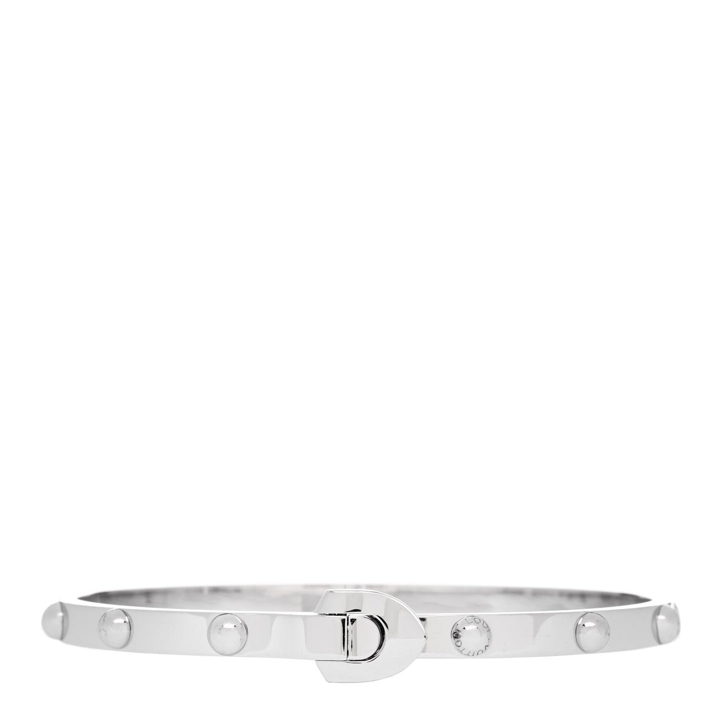 18K White Gold Clous Studded Bangle Bracelet 20