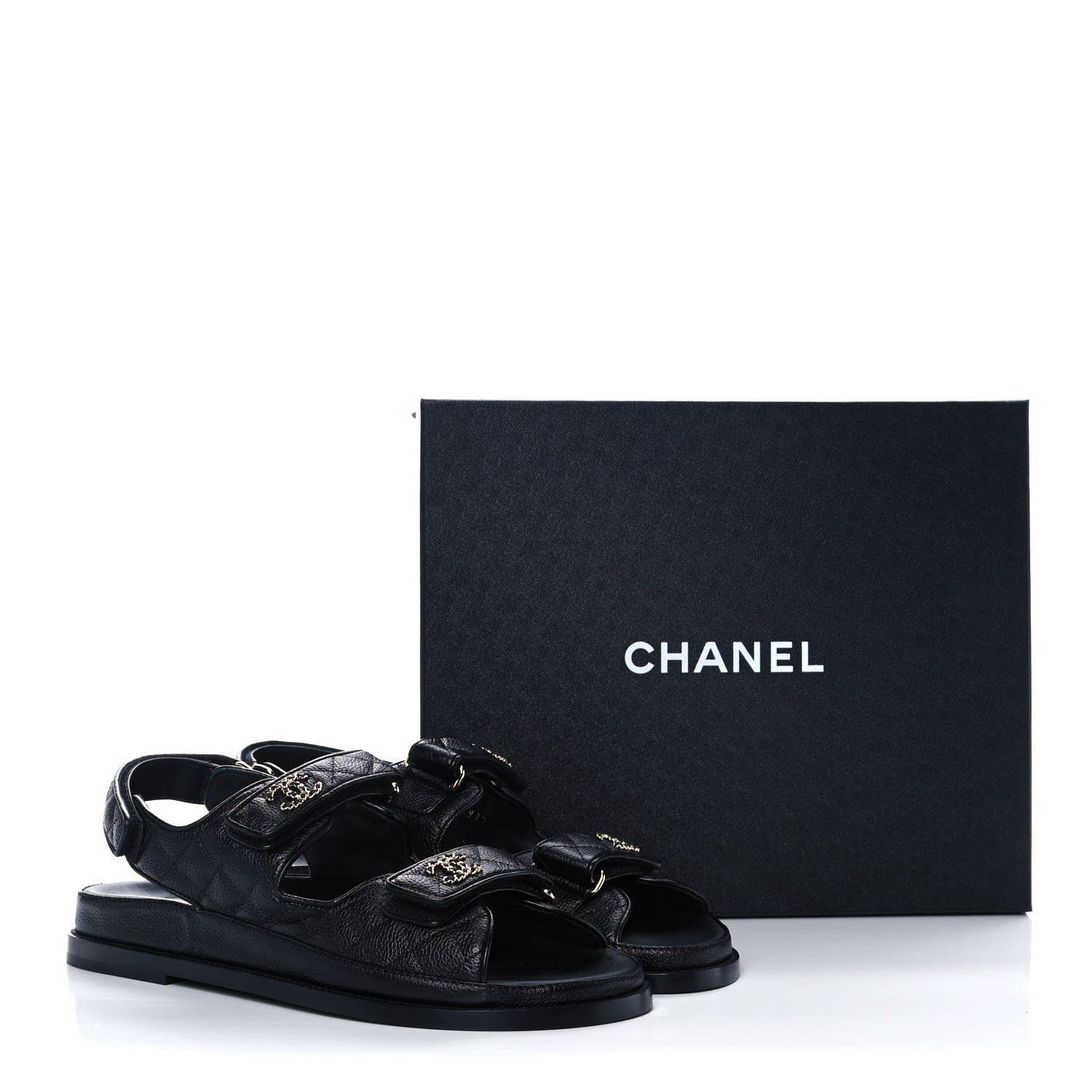Chanel Grained Calfskin Velcro Dad Sandals 41 Black 10 of 10