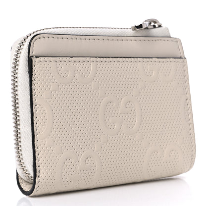 Gucci Calfskin GG Tennis Embossed Zip Around Card Case Wallet Mystic White 3 of 9