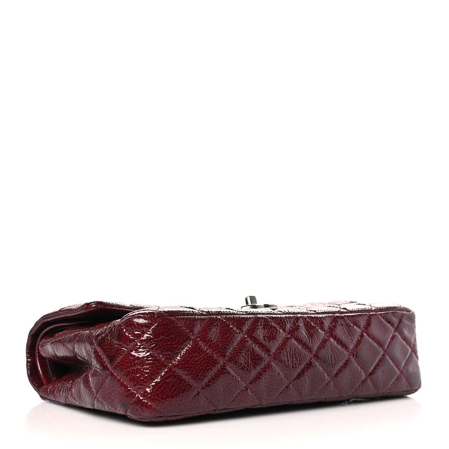 Chanel Patent Calfskin Quilted Medium Double Flap Burgundy 4 of 13