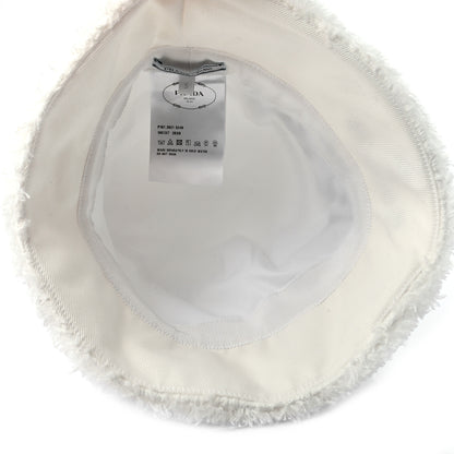 Prada Terry Cloth Logo Embroidered Womens Bucket Hat S White Black 7 of 8