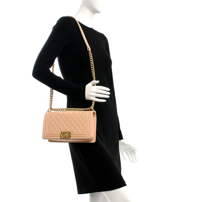 Chanel Caviar Quilted Medium Boy Flap Light Beige 2 of 8