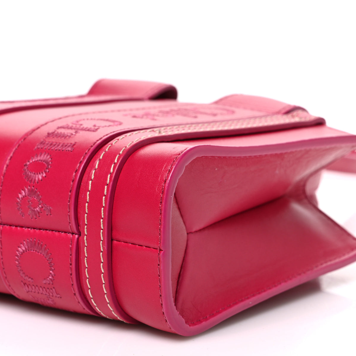 Calfskin Mini Woody Ribbon Tote Fizzy Pink