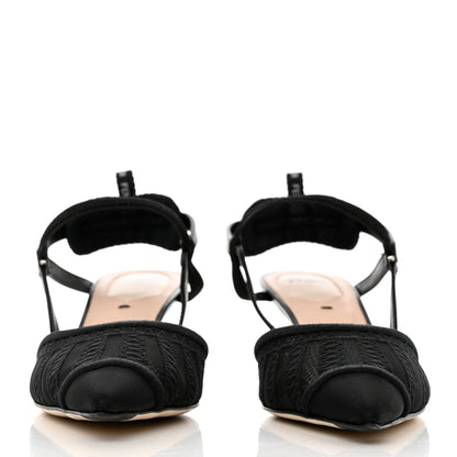 Fendi Mesh Vitello Ajour Embroidered Colibri Lite 55mm Slingback Pumps 39 Black 2 of 9