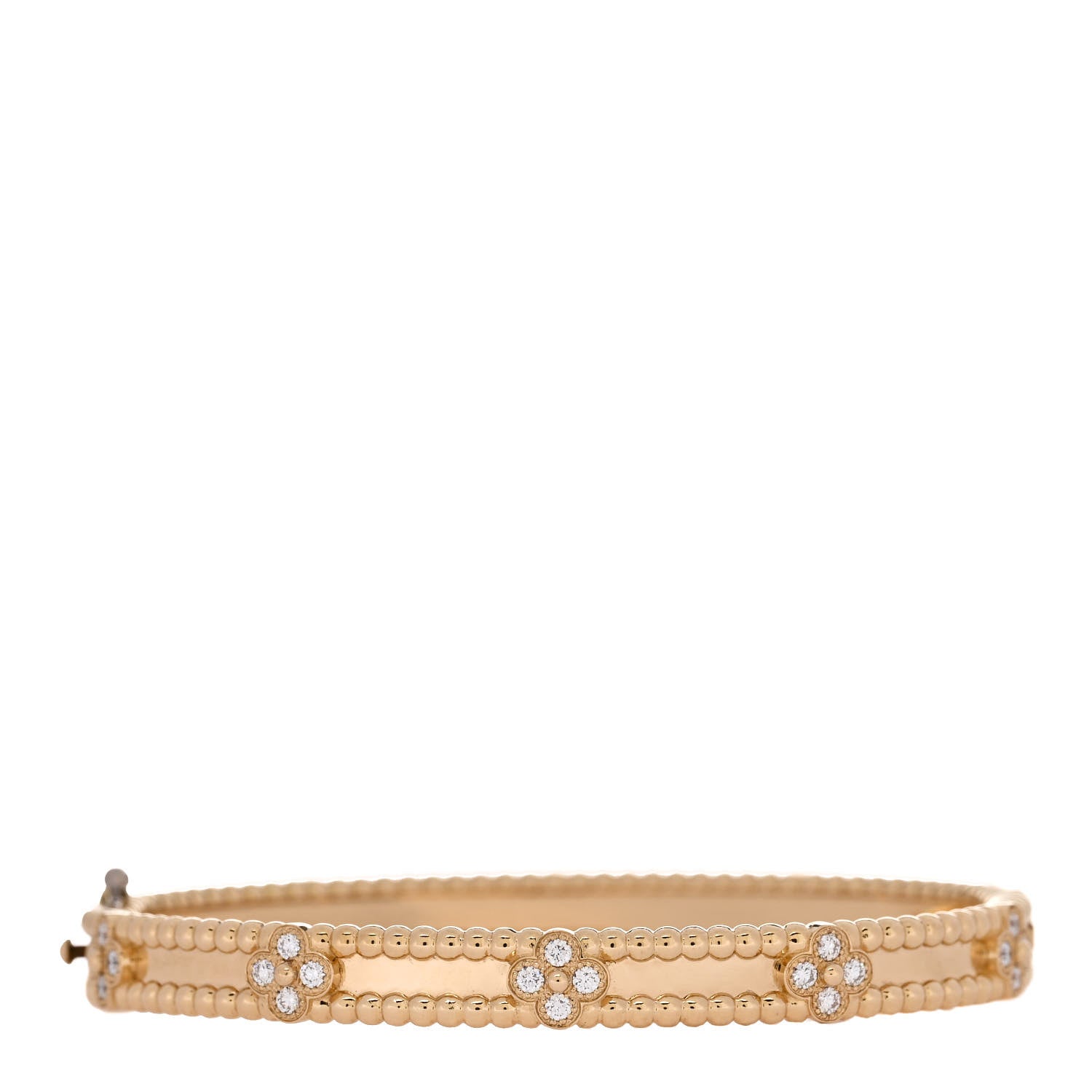 Van Cleef & Arpels 18K Yellow Gold Diamond Perlee Sweet Clovers Bracelet S 1 of 4