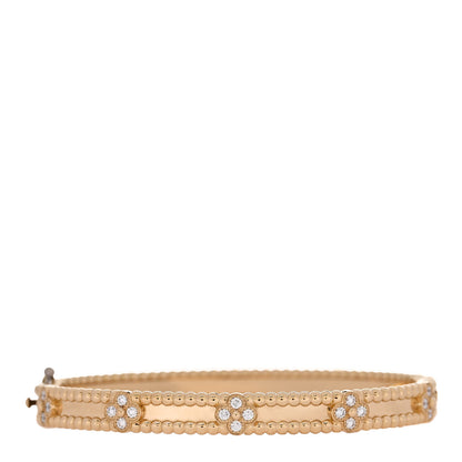 Van Cleef & Arpels 18K Yellow Gold Diamond Perlee Sweet Clovers Bracelet S 1 of 4