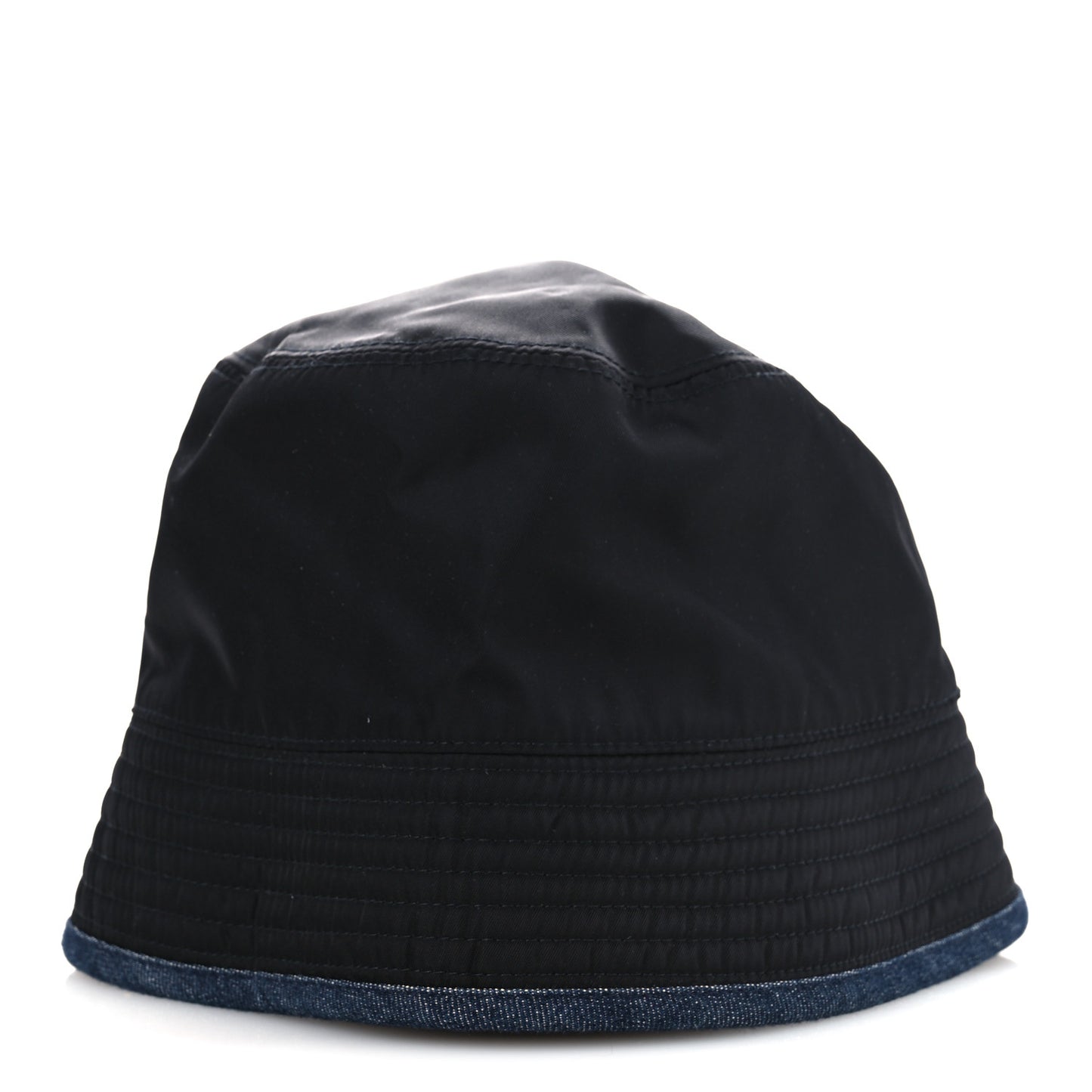 Nylon Denim Metal Triangle Logo Bucket Hat S Black