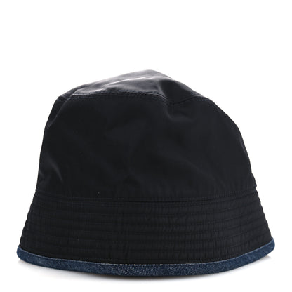 Prada Nylon Denim Metal Triangle Logo Bucket Hat S Black 4 of 9