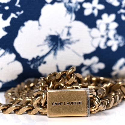Saint Laurent Canvas Small Monogram Hibiscus Print Kate Satchel Blue 9 of 12