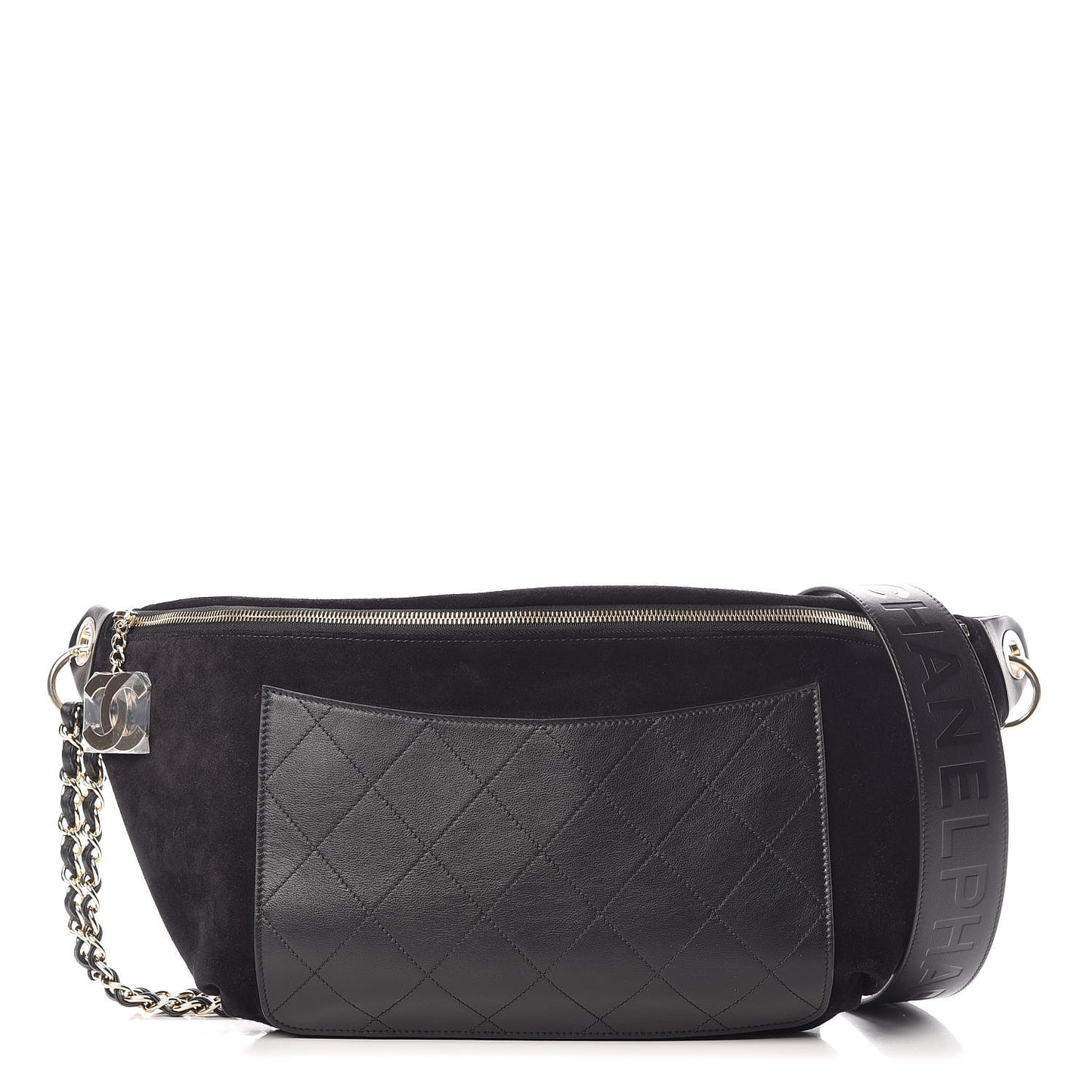 x Pharrell Williams Suede Calfskin Oversized Waist Belt Bag Black