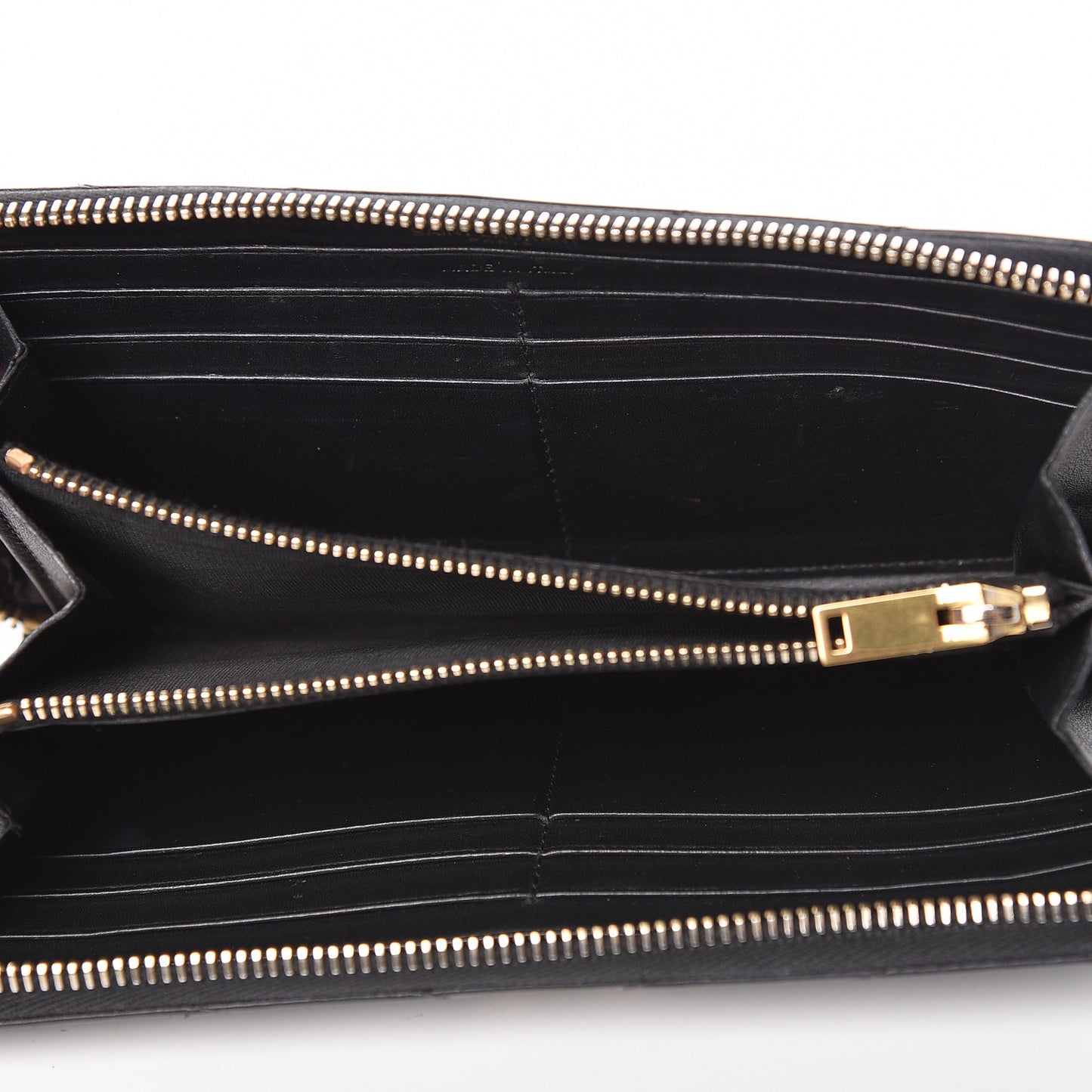 Calfskin Matelasse Chevron Monogram Zip Around Wallet Dark Navy Blue