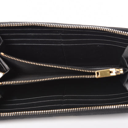 Saint Laurent Calfskin Matelasse Chevron Monogram Zip Around Wallet Dark Navy Blue 5 of 8