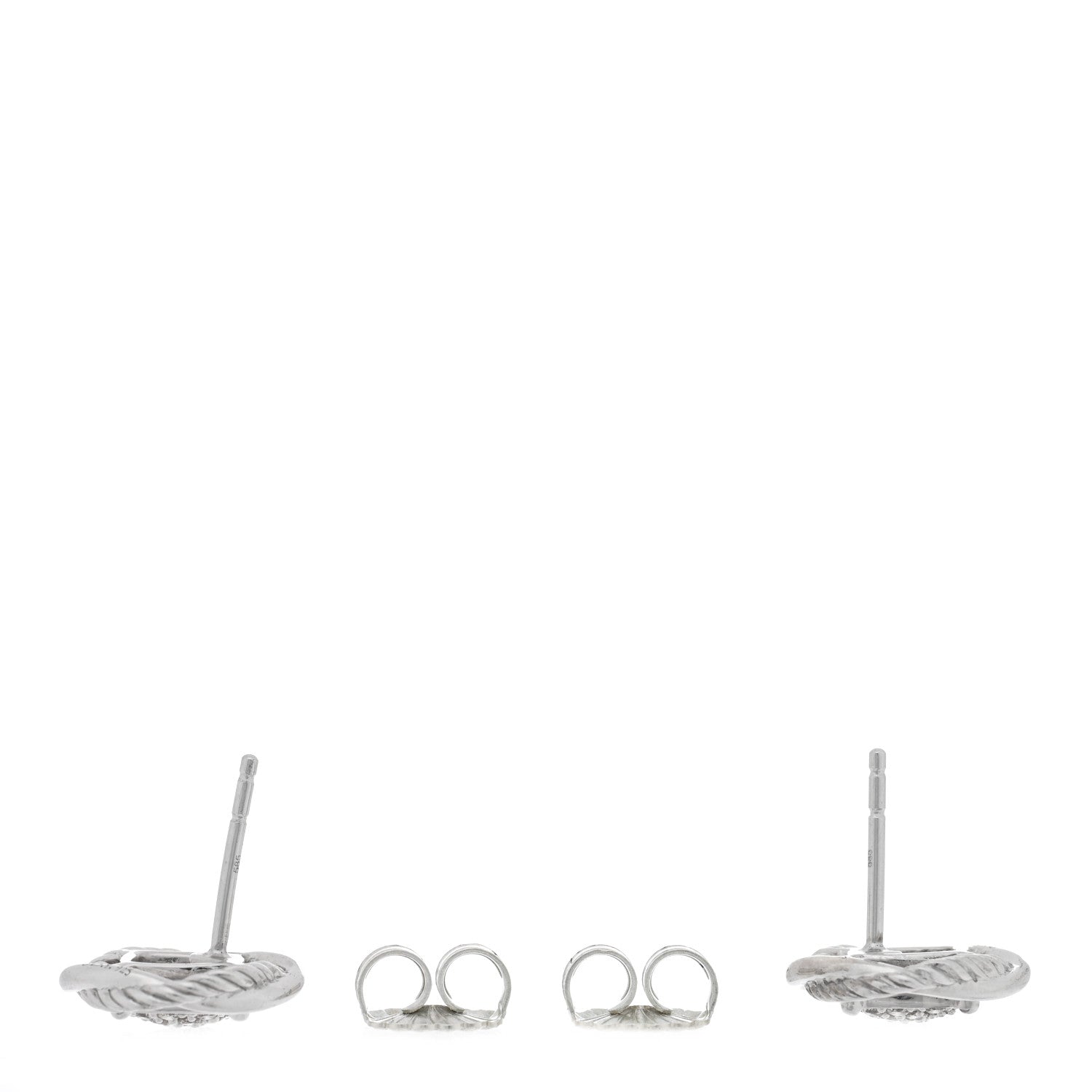 David Yurman Sterling Silver Diamond 13mm Infinity Earrings 3 of 4