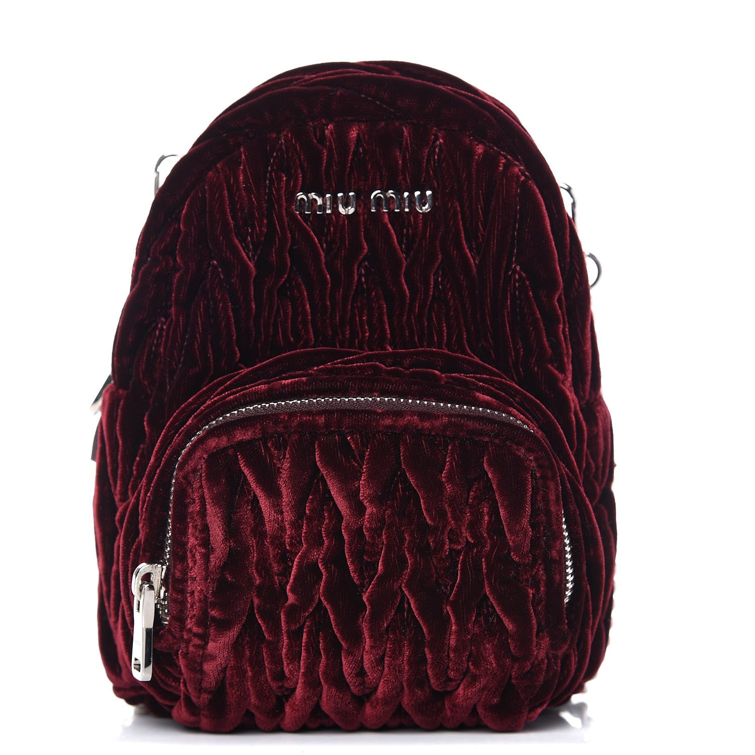 Miu Miu Velluto Matelasse Mini Backpack Bordeaux 1 of 10